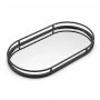 Bandeja Oval em Metal e Espelho | Preto - 27x14x2cm