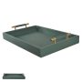 Bandeja Decorativa em MDF com Revestimento PU | Verde - 8x45x30cm