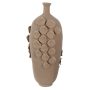 Vaso Decorativo Cerâmica com Aplicação | Bege - 35x16cm