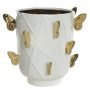 Vaso Decorativo em Cerâmica Borboleta | Branco e Dourado - 28cm