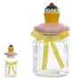Pote de Vidro c/ tampa | Cupcake | Colorido - 300ML -  15,2X7,5X7,5cm
