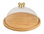 Prato para Bolo com Base em Bambu e Tampa em PS | Laço Dourado - 32cm