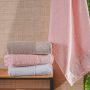 Toalha de Banho com Bordado Inglês - 70cm x 1,35m l Nude