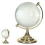 Globo Decorativo em Cristal com Base em Metal | Dourado - 15x12x10cm