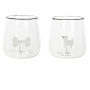 Conjunto 2 Copos Dog | Transparente com Borda Preta -250m  9cm