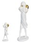 Escultura Menina com Balões em Poliresina |  Branco e Dourado - 27x7x11 cm